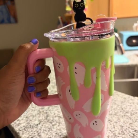 NEW Target Bullseye 2025 Cat Straw Topper &Tumbler Sleeve Slime-glow in the dark - Picture 2 of 4